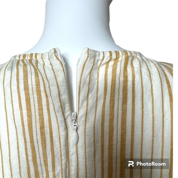 Topshop Yellow White Striped Linen Blend Jumpsuit Romper U.S. Size 8 - Picture 9 of 13